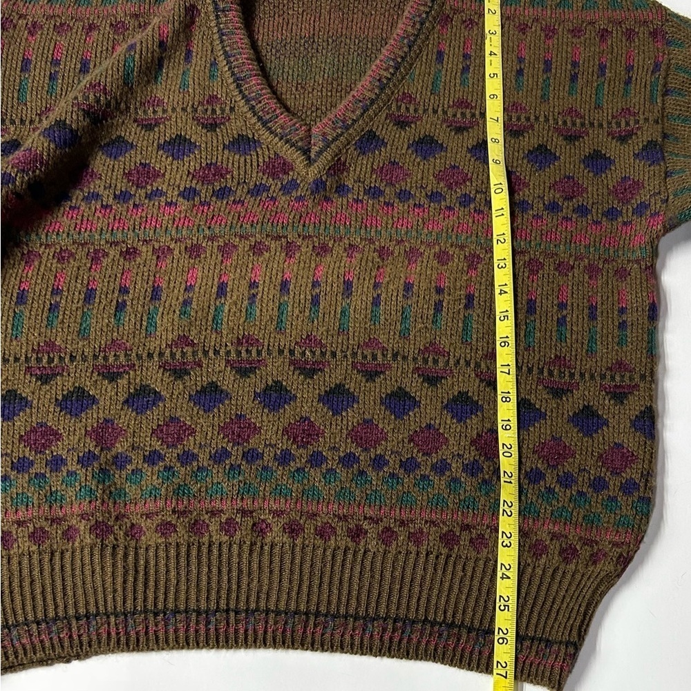 VINTAGE CLUBFELLOW Men’s V Neck Sweater LG Wool/Mohair Blend - Picture 8 of 13